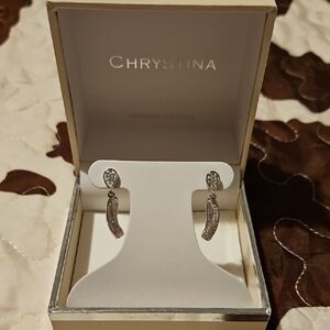 Silver Crystal Drop Earrings